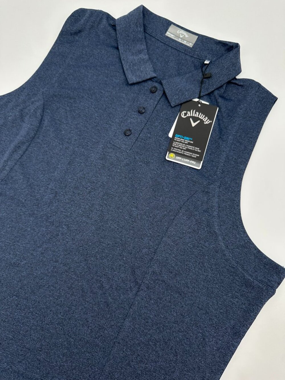 Callaway Women's Sleeveless Opti Dri™ Heather Golf Polo Size XL True Navy Blue